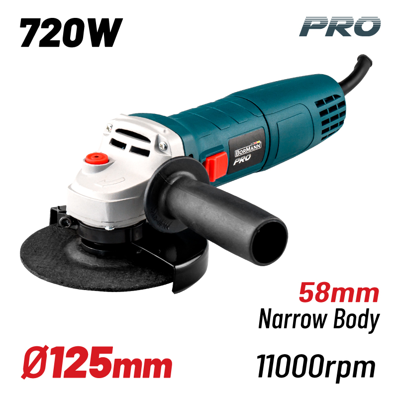 BORMANN Pro BAG7200 Γωνιακός Τροχός 720W, Φ125mm, Στενό σώμα 1 BAG7200