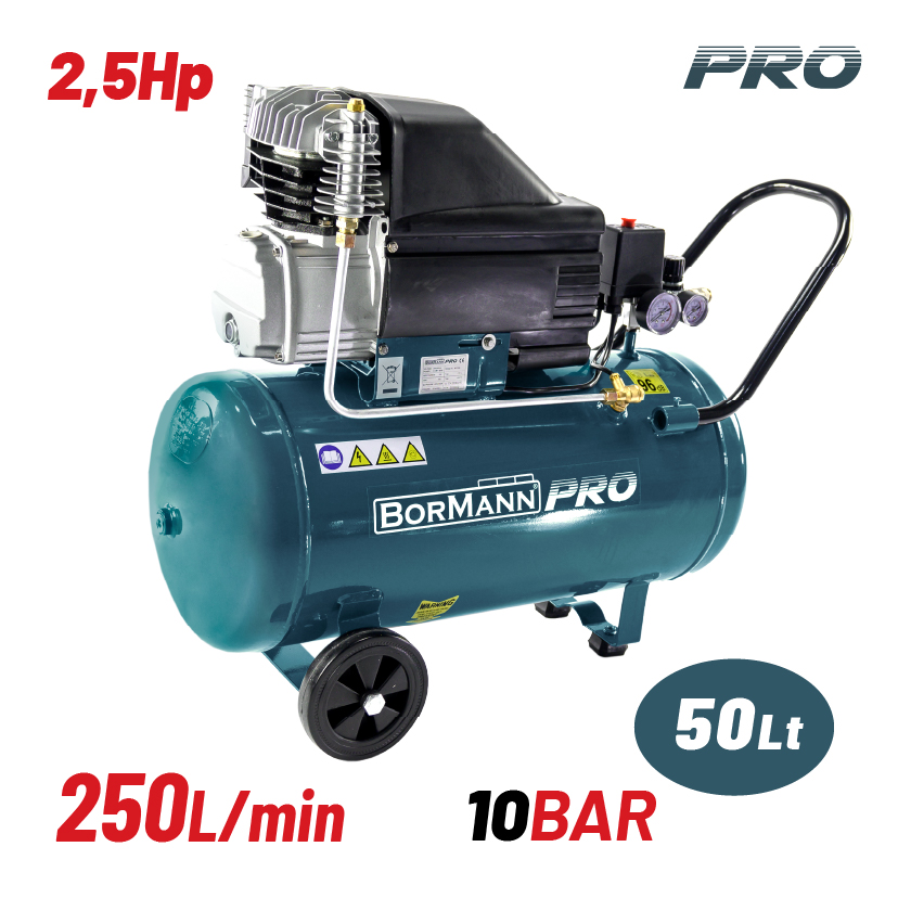 BORMANN Pro BAT5030 Αεροσυμπιεστής Μονομπλόκ, 2.5Hp,50L,250L/min 1 BAT5030