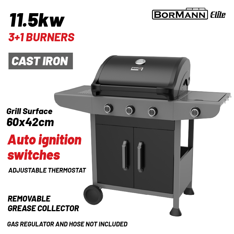 BORMANN Elite BBQ6031 Ψησταριά Υγραερίου FORGE 3+1 Εστιών με Μαντεμένια Σχάρα 1 BBQ6031