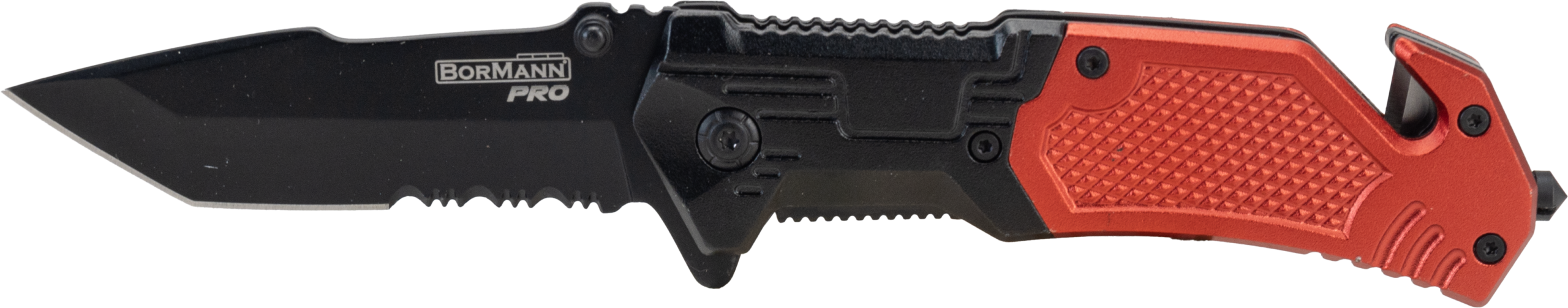 BORMANN Pro BHT7591 Σουγιάς Επιβίωσης Σε Κόκκινο Χρώμα ,200mm ,Μαύρη Λάμα ,Λαβή Αλουμινίου 4 062295