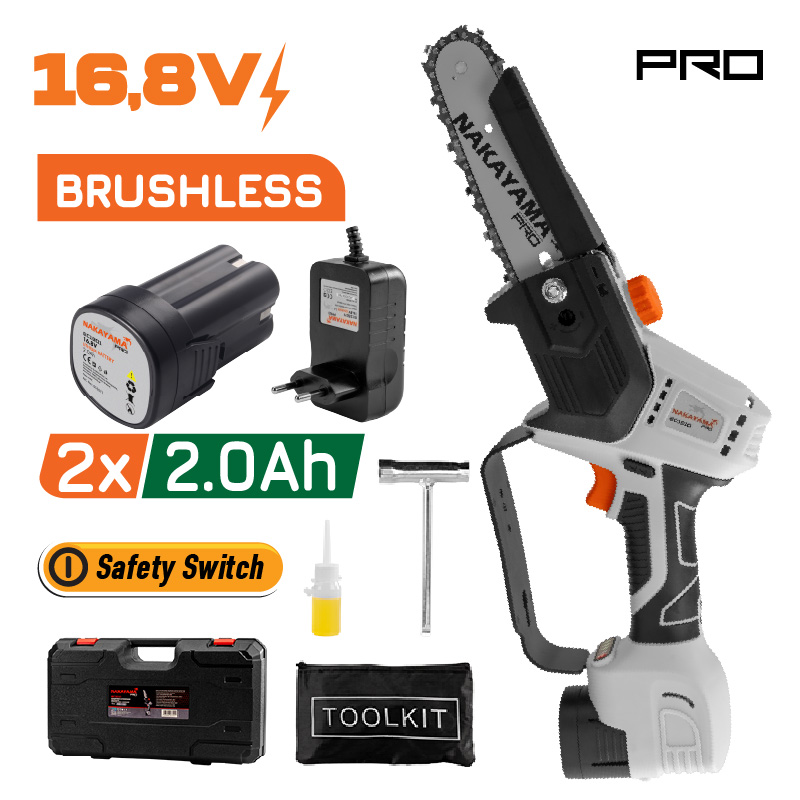 NAKAYAMA Pro EC1510 Κλαδ Αλυσοπρίονο 16.8V, Brushless, Li-Ion,Λάμα 15cm,1/4"1.1mm 36οδ,2x2Ah,990gr 1 EC1510